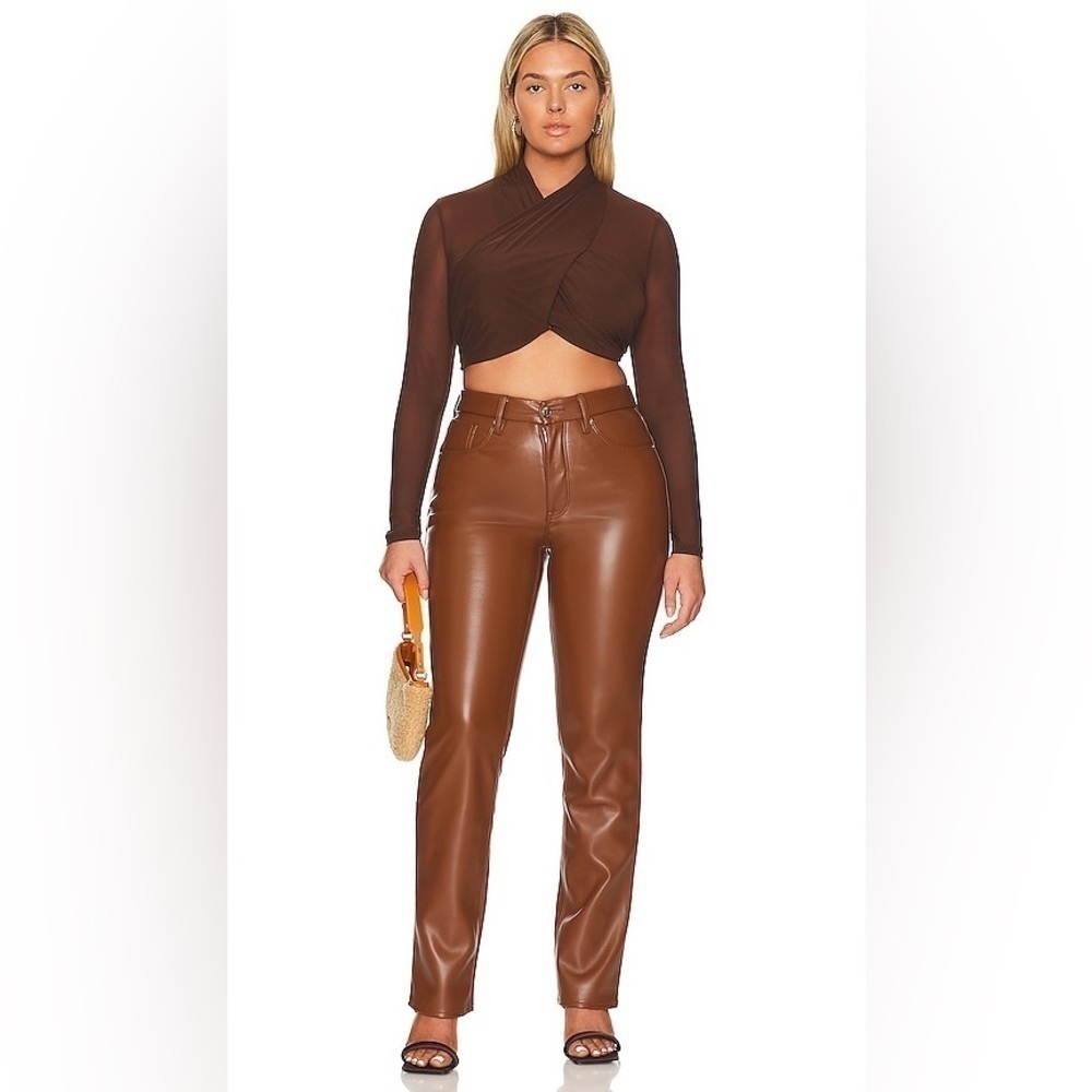 Good American Better Than Leather Good Icon in Burnt Caramel Size 18